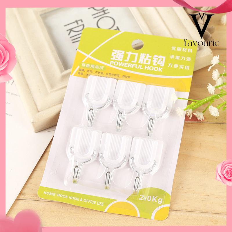 [COD]Kait Kait Pakaian Pintu Dinding Kuil 1 Set Isi 6 Pcs Gantungan Lengket-FA