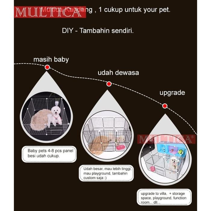 Image of Multica Kandang Portable Hewan Binatang Anjing Kucing Tipe Mika Mirror #1