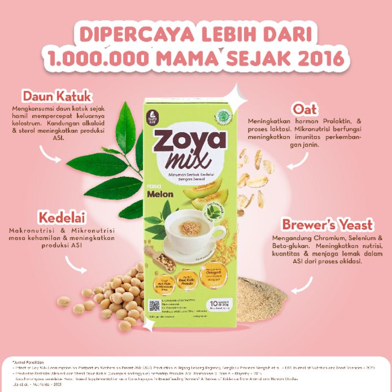 (MAMA BEAR) Zoya Mix Sereal Kedelai Dengan Daun Katuk Rasa Melon / Pelancar ASI Mama / ASI Booster Terlaris