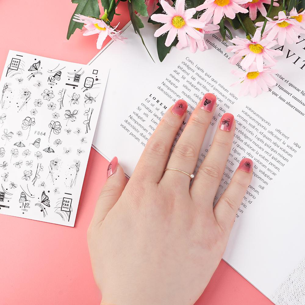 Solighter Stiker Kuku Untuk Anak Perempuan Dekorasi Nail Art Korea French Leaves