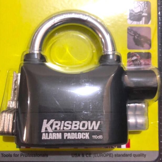 [KODE 844] GEMBOK ALARM ANTI MALING KRISBOW ORIGINAL PADLOCK SENSOR GETAR 110DB KUNCI PAGAR RUMAH TA
