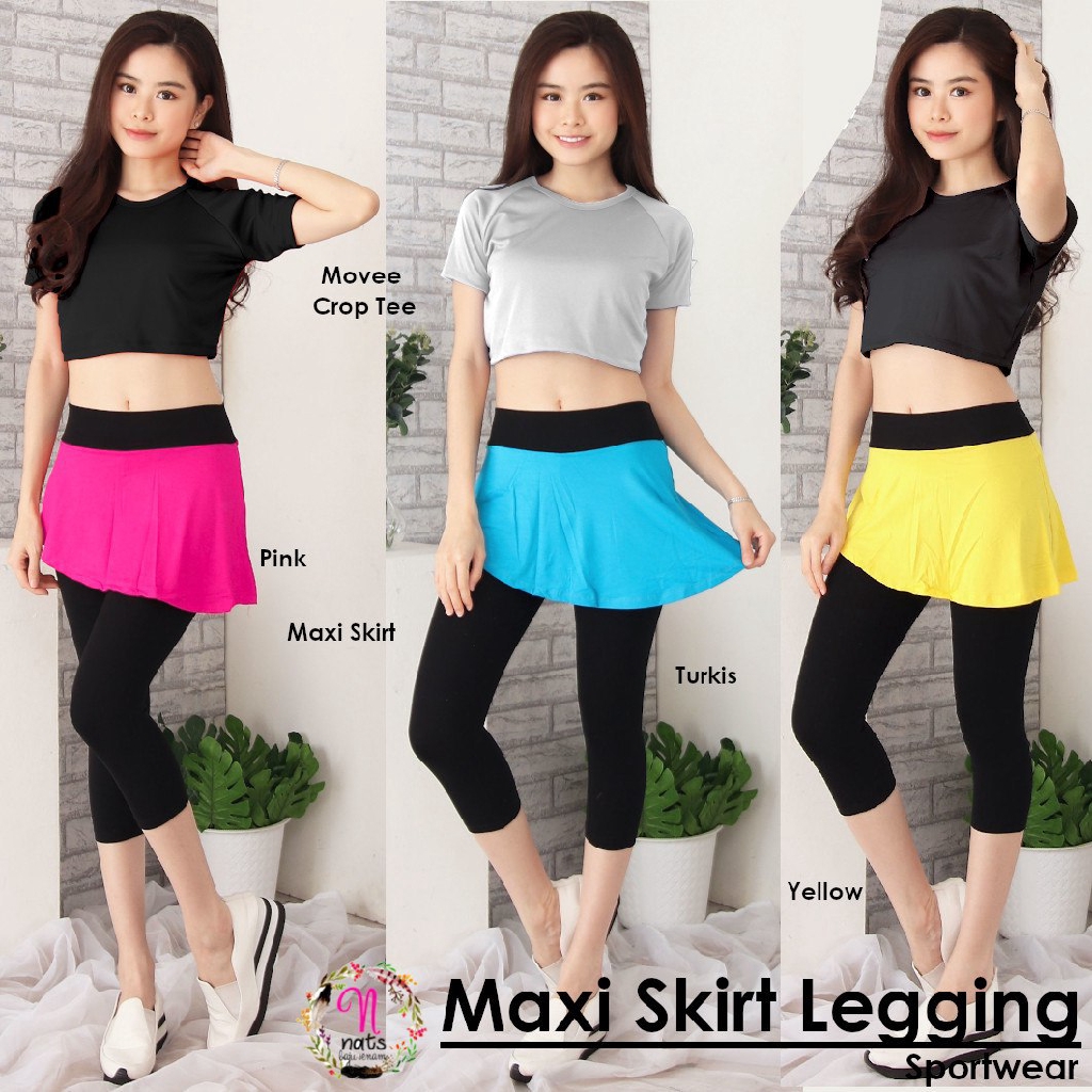 LEGGING MAXI SKIRT Legging Senam Celana  Rok  Olahraga Zumba  