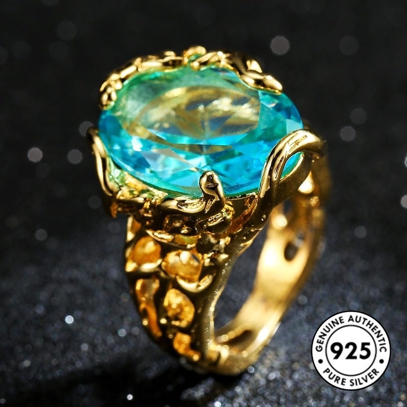 Cincin Lapis Silver 925 Model Hollow Dengan Sapphire Untuk Wanita