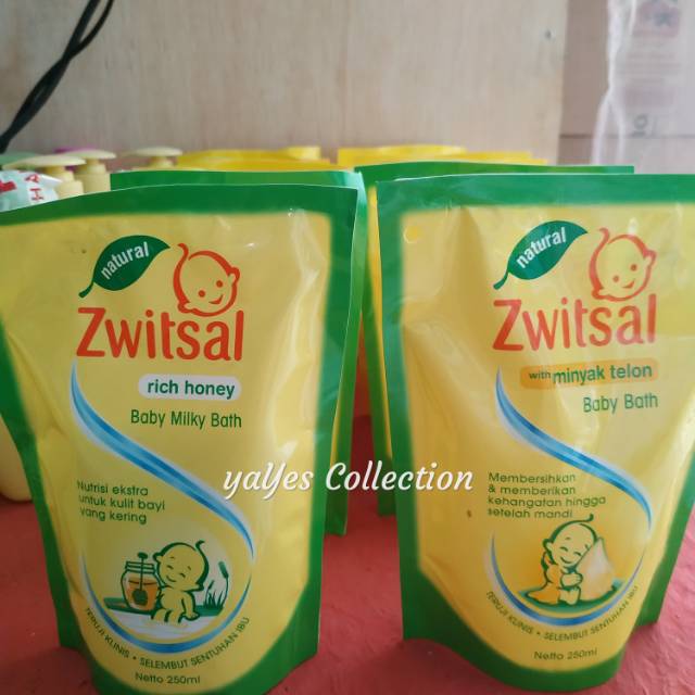 Zwitsal refill 250 ml minyak telon baby bath rich honey milk shampoo sampo bayi sabun cair mandi