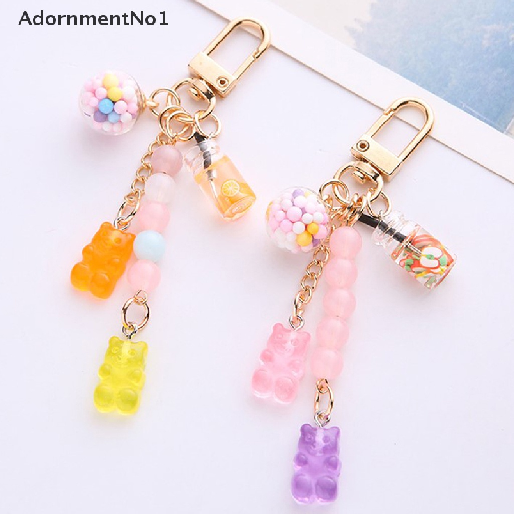 (AdornmentNo1) Gantungan Kunci Bentuk Beruang Lucu Bahan Resin Warna-Warni