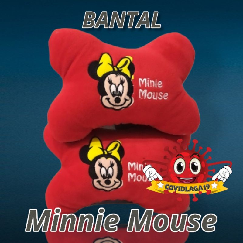 Headrest Car Set 2in1 Karakter Minnie Mouse Bantal Mobil Set Karakter Minnie Mouse Set Bantal Mobil Karakter Minnie Mouse 2in1