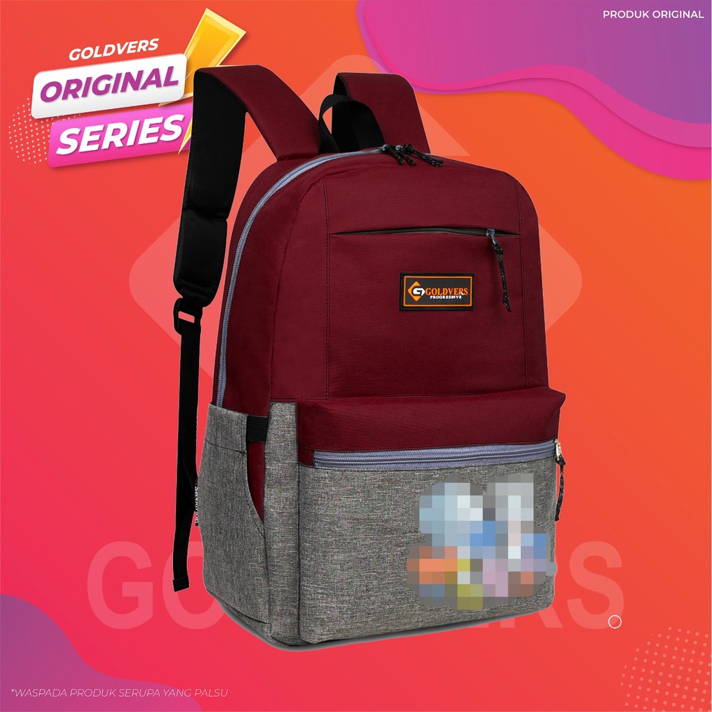 GOLDVERS Ransel Sekolah Anak Laki Laki Perempuan ORIGINAL BackPack TK SD Tas Sekolah Les IMPORT-Merah (Versi Sablon)