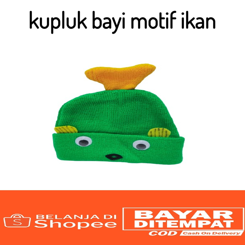 kupluk bayi motif ikan lucu imut baby hat rajut_PURANGSAKATO SHOP