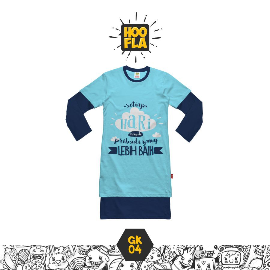 GK04 | GAMIS BIRU LANGIT BAJU MUSLIM DISTRO HOOFLA LUCU ANAK CEWEK BRANDED MURAH OBRAL DISKON
