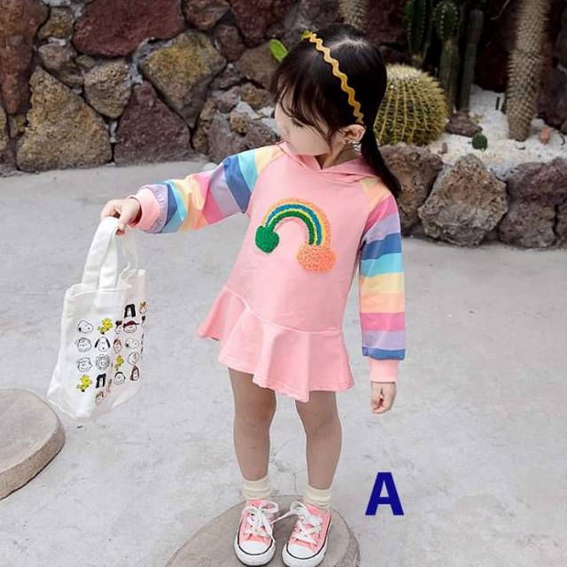 Dress anak Cewek Rainbow PINK/BLUE