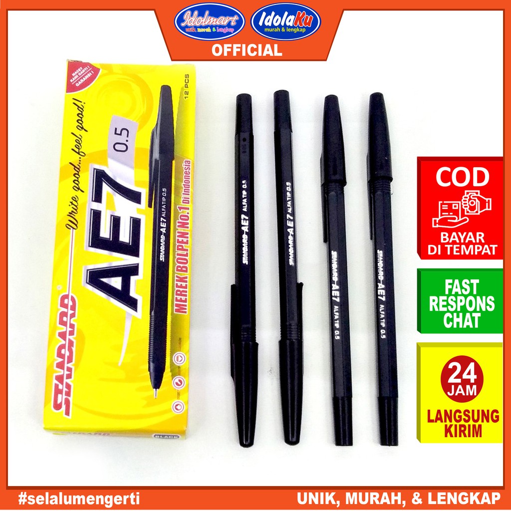 IDOLMART Pen Pena Pulpen Bolpen Standard AE7/Balpoin Standar AE7 Idolmart Surabaya