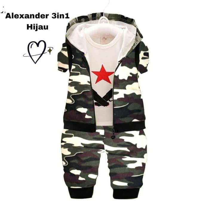 Baju Anak Laki Laki Set 3In1 Alexander Army Kid Fashion Kids baL2303-68