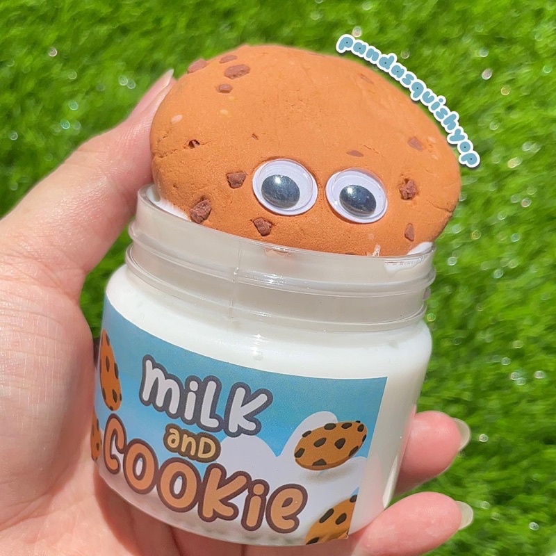 milk and cookie slime by pandasquishyshop/original slime/clay slime/ milky slime