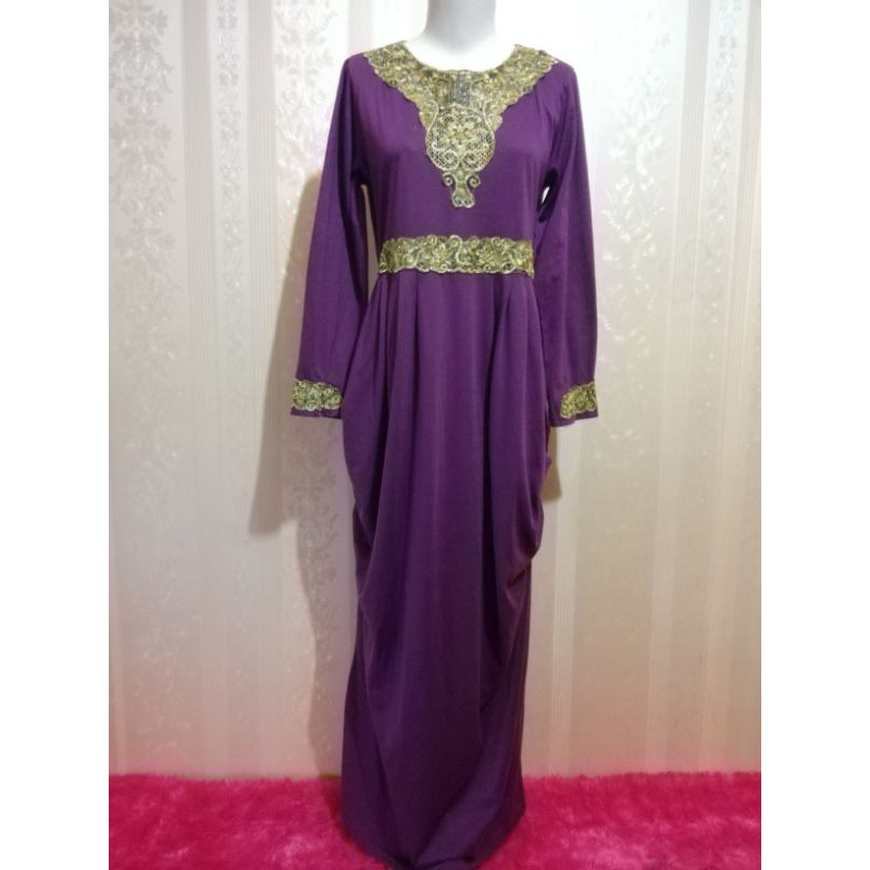 Preloved PL Gamis Warna Ungu Terong Bahan Kaos