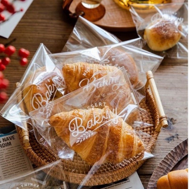 

20pcs kantong plastik opp lem roti 15x15/bread cookies bag/ souvenir