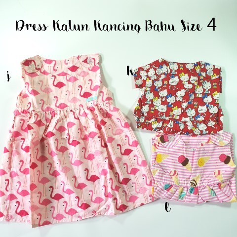 Dress Anak Katun Kancing Bahu Size 4