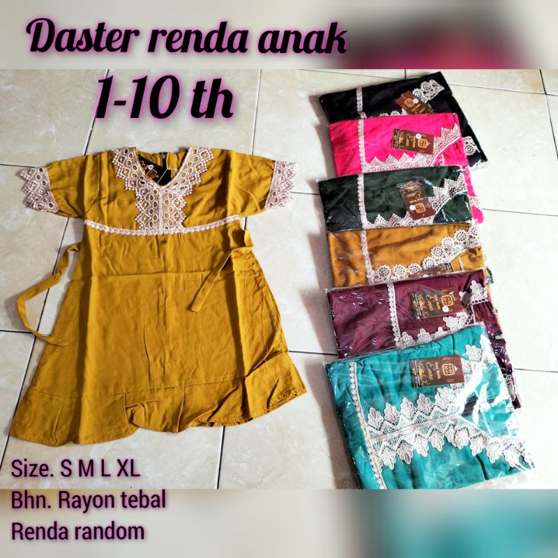 NEW DASTER RENDA ANAK SIZE 1TH SAMPE 10TH BAHAN RAYON ADEM BANGET