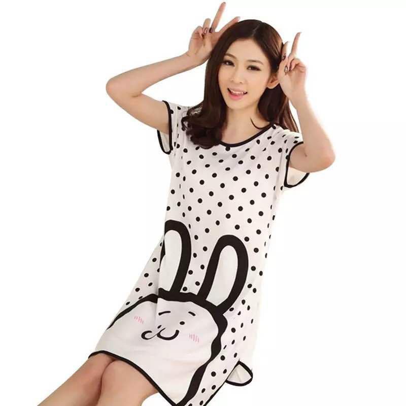 Musim panas baru yang lucu kartun baju tidur wanita lengan pendek sutra susu wanita