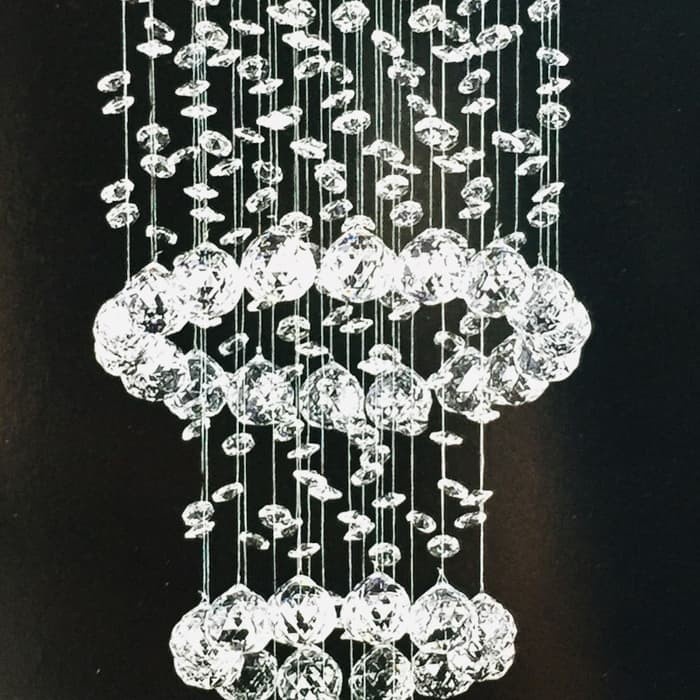 LAMPU PLAFON GANTUNG HIAS CRISTAL LED WARNA +REMOTE