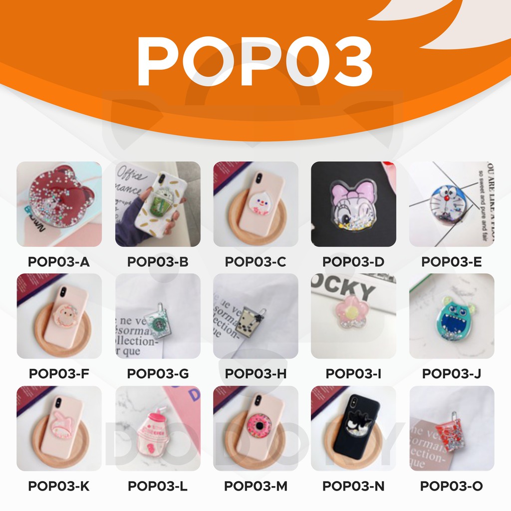 DODORY Pop Socket Glitter Karakter 3D  Phone Holder Aksesoris HP Popsocket