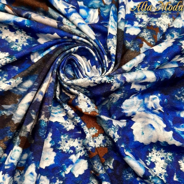 

Alta Moda Fancy Printed Stretch - Floral White On Electric Blue (1M)