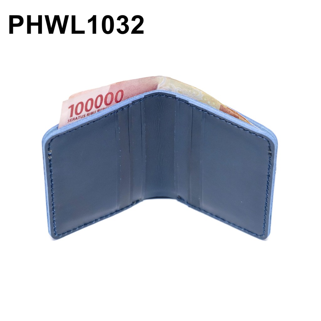 dompet pria kulit sapi asli bifold wallet card wallet biru - PHWL1032