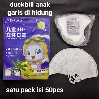 Masker Duckbill Kids Y&B Care Putih Polos isi 50 pcs Masker Anak