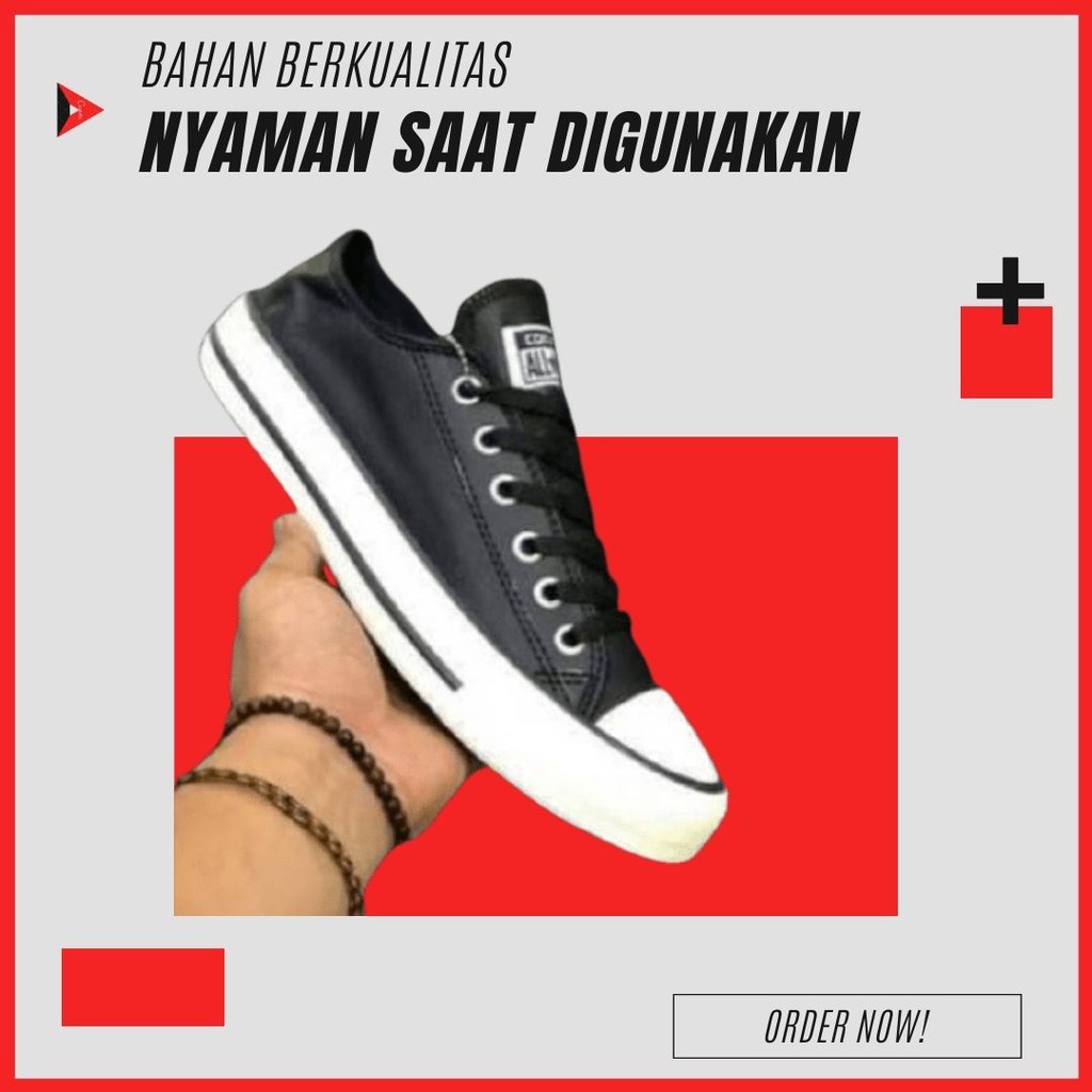 Sepatu Converse Kulit Hitam Pria Wanita