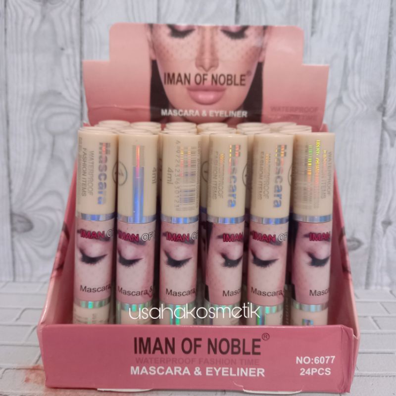 TERMURAH IMAN OF NOBLE MASCARA &amp; EYELINER 2IN1 PEACH WATERPROOF 24 JAM NO.6080