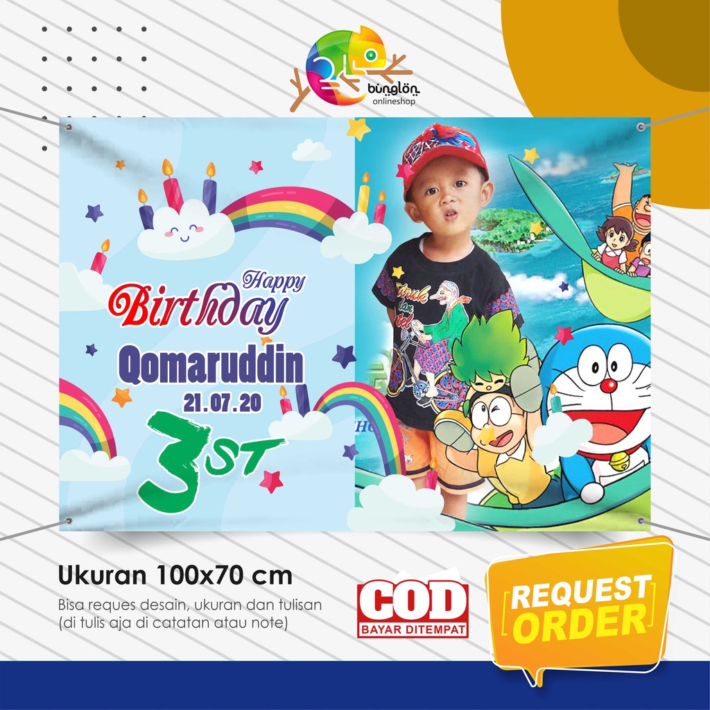 Spanduk Banner Ulang Tahun Murah Tema Doraemon