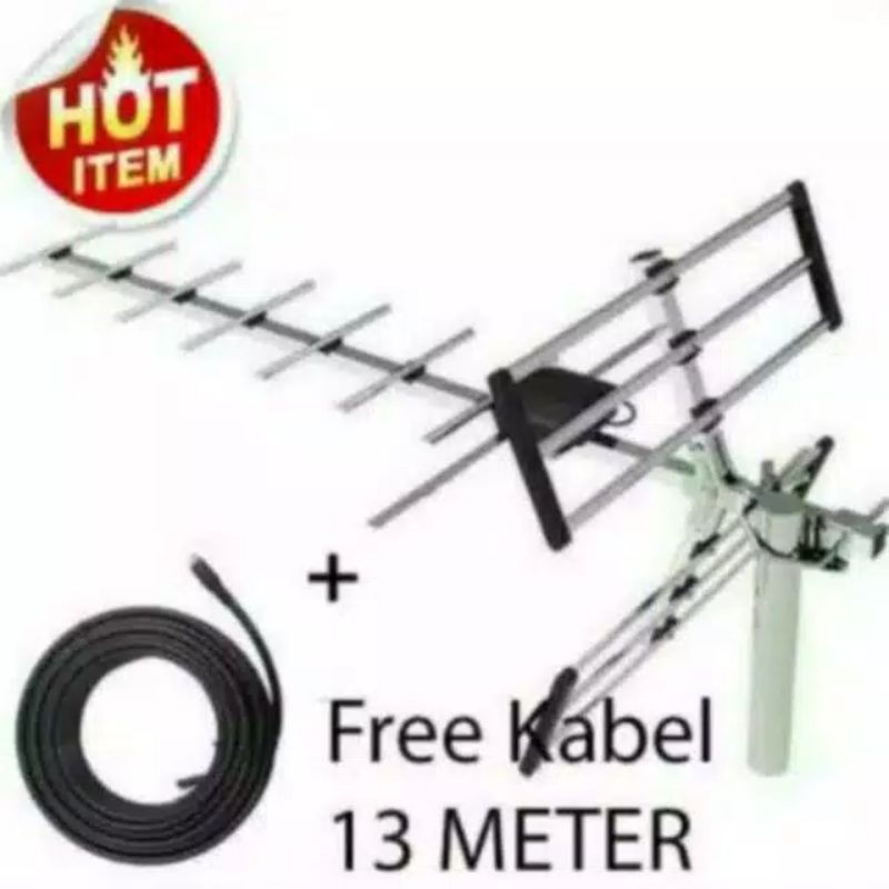 Antena Luar Digital Outdoor WELHOME TV Led Lcd 003 Free Kabel 10 Meter