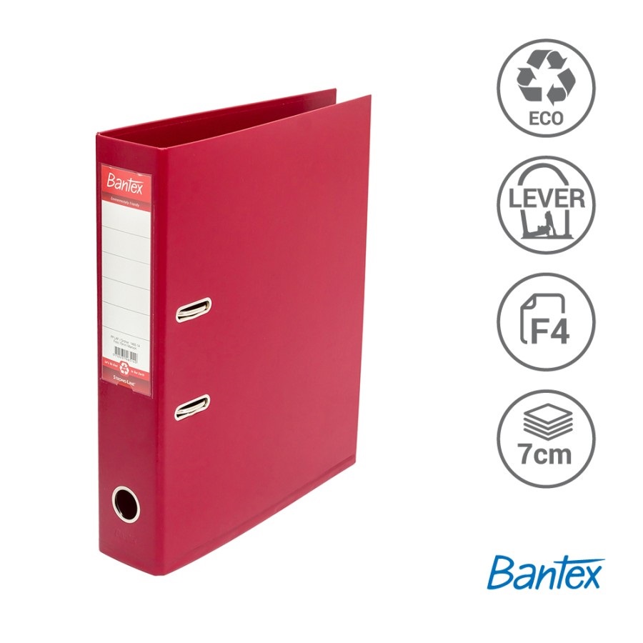 Bantex Lever Arch File Ordner Plastic Folio 7cm Maroon 1465 14