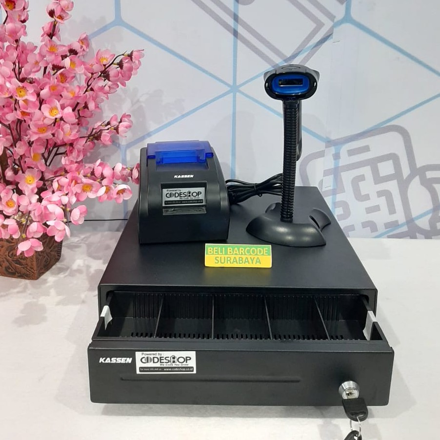 MESIN KASIR UNTUK RESTO DAN SWALAYAN ALL SET (LACI+PRINTER THERMAL+SCANNER 1D)