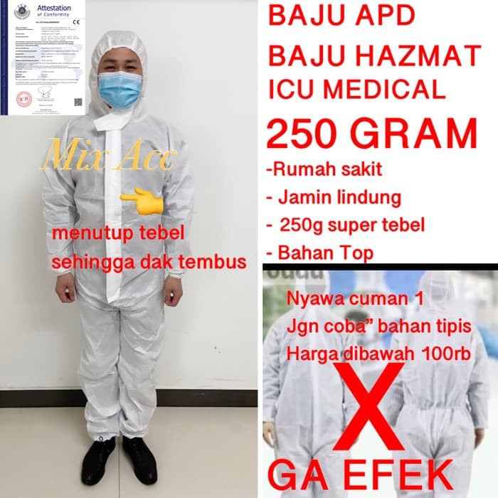  Baju  APD  Hazmat Coverall  Waterproof Baju  perawat BAJU  APD  