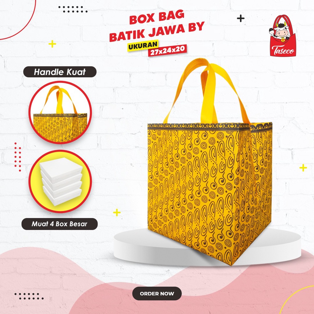 

TASECO Tas Kotak Nasi 20x20 | Tas Aqiqah | Tas Syukuran | Tas Bingkisan Nasi Kotak Batik Jawa 27X24X20