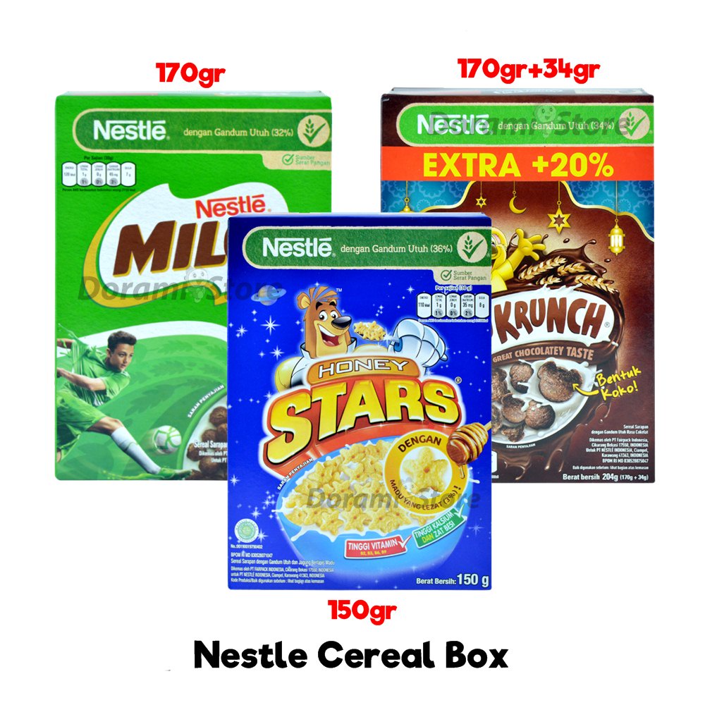 

Nestle Honey Stars 150gr / Koko Krunch 150gr / Milo Cereal 170gr / Sereal Instan Kemasan Box