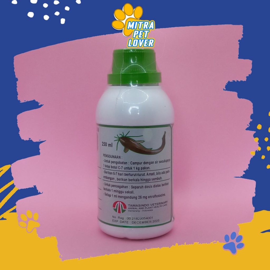 OBAT IKAN LELE - C7 250 ML ORIGINAL - SAKIT CACAR LUKA KULIT INSANG MERAH SIRIP GRIPIS - ANRI STRES STRESS - MENGURANGI KEMATIAN PET ANIMAL HEALTHCARE AND VETERINARY TAMASINDO PERAWATAN KESEHATAN DAN VITAMIN TERNAK HEWAN BINATANG PELIHARAAN MITRAPETLOVER