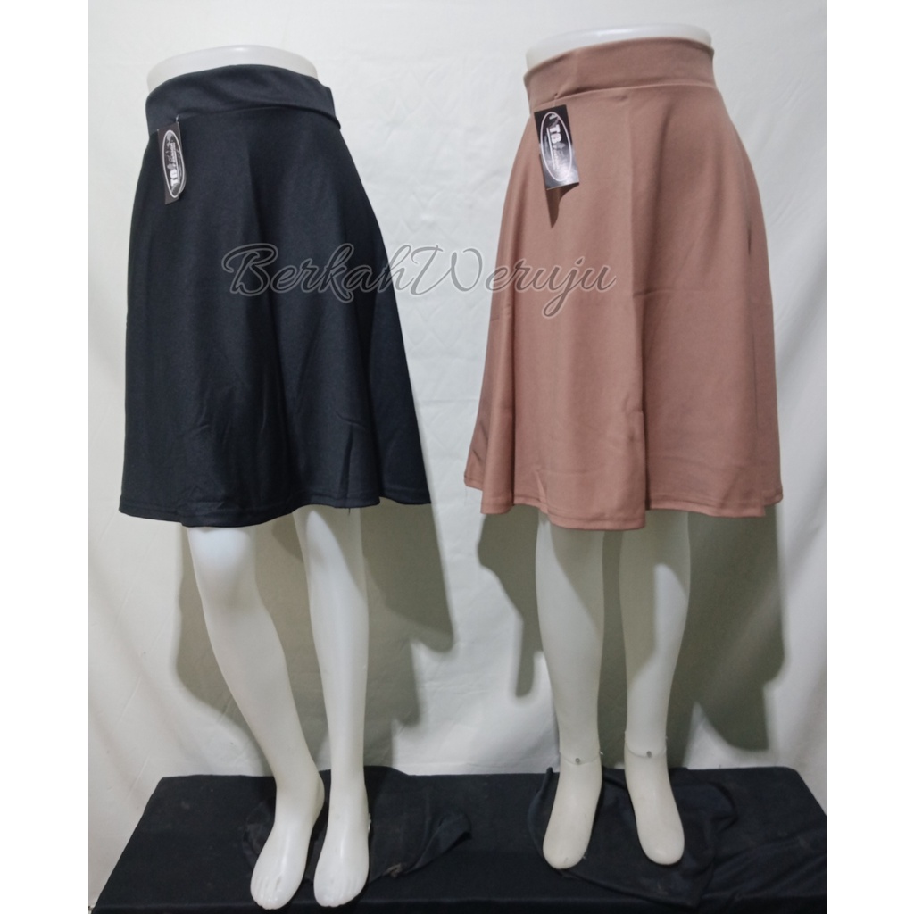 Rok Payung Pendek Polos Wanita Dewasa Bahan Scuba Kekinian