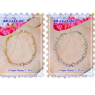  Gelang  Serut Lapis Emas SS 959 OC Gantung Love Gold Merek 