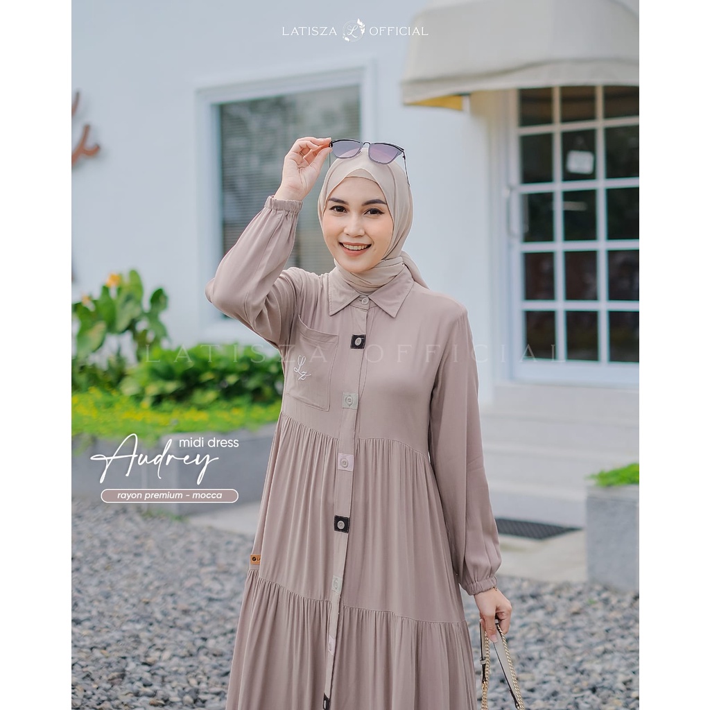 Audrey Midi Dress by Latisza Hijab | Gamis Terbaru Latisza | Midi Dress Ruffle Polos