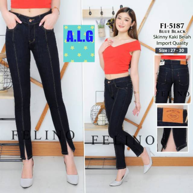 JEANS WANITA FELINO MODEL KAKI BELAH