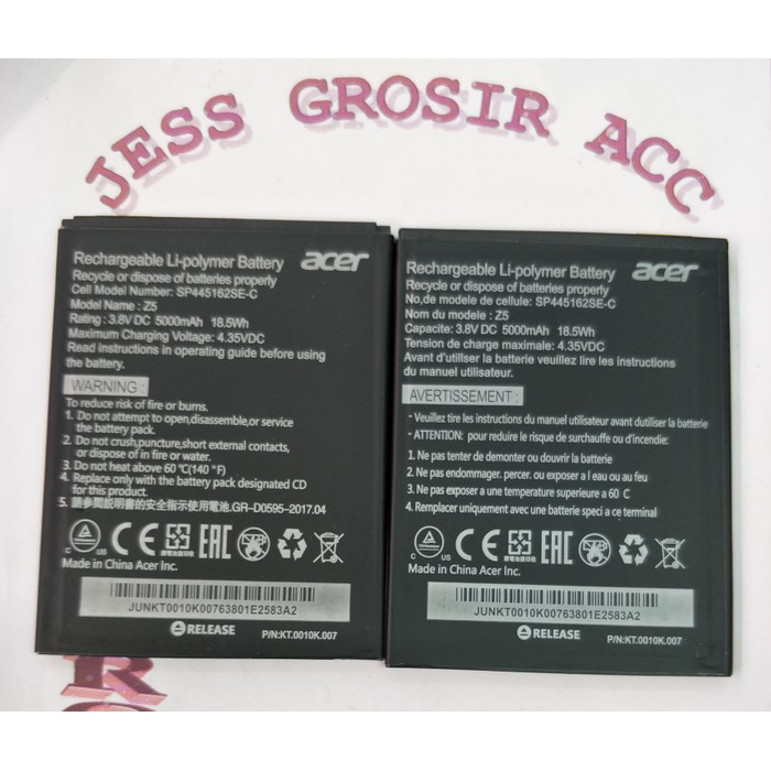 Baterai Battery Double Power ACER BAT-A10 Z5duo Z500 Z150 SP445162SE-C - Hitam