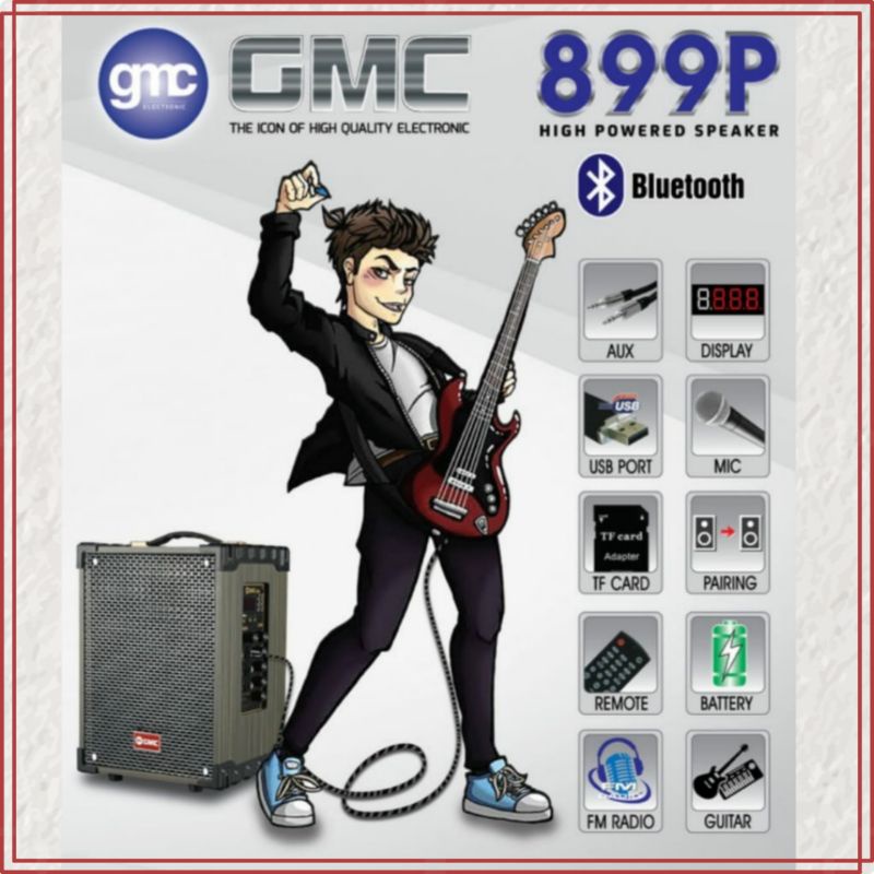 GMC 899P Speaker portable with GUITAR USB BLUETOOTH-1