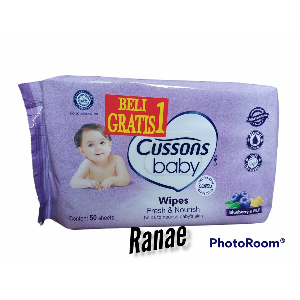 CUSSONS BABY WIPES Tisu Basah Bayi 50 S ( BUY 1 GET 1 FREE )