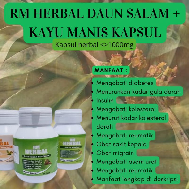 RM HERBAL DAUN SALAM + KAYU MANIS KAPSUL || DAUN SALAM KAPSUL 30 - 60