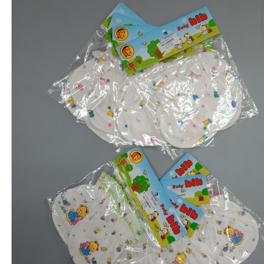 Baby BIB Sarung Tangan Dan Kaki Putih motif 4set