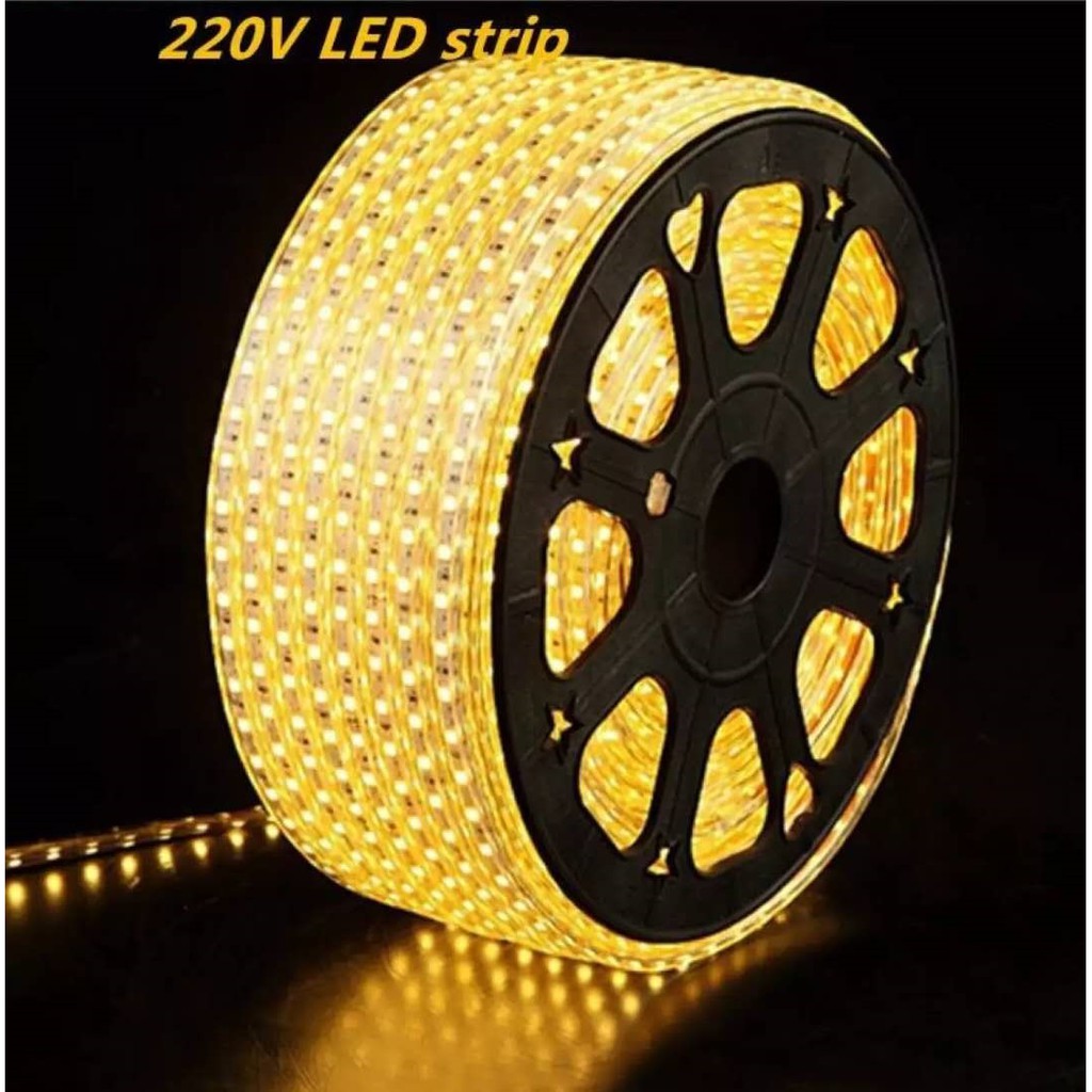 PROMO 5 METER LAMPU LED STRIP SELANG 5050 SMD AC 220V OUTDOOR AND INDOOR + COLOKAN