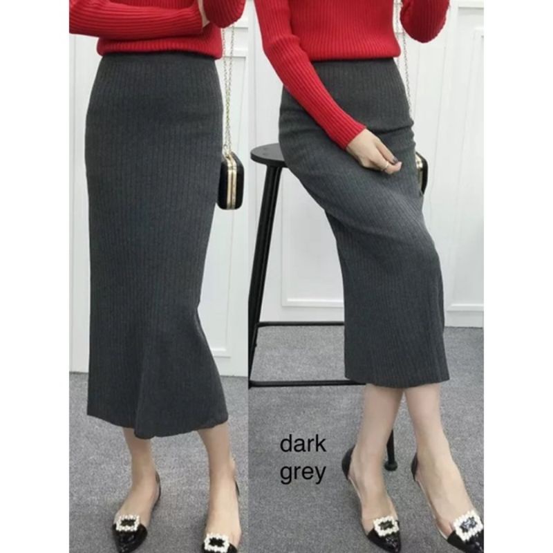 (R80) Rok rib knit midi skirt 80cm