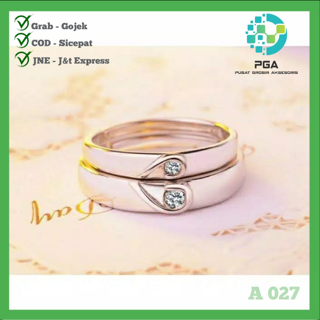 CINCIN PERAK TUNANGAN SEPASANG PRIA WANITA CINCIN COUPLE MEWAH KUALITAS IMPORT