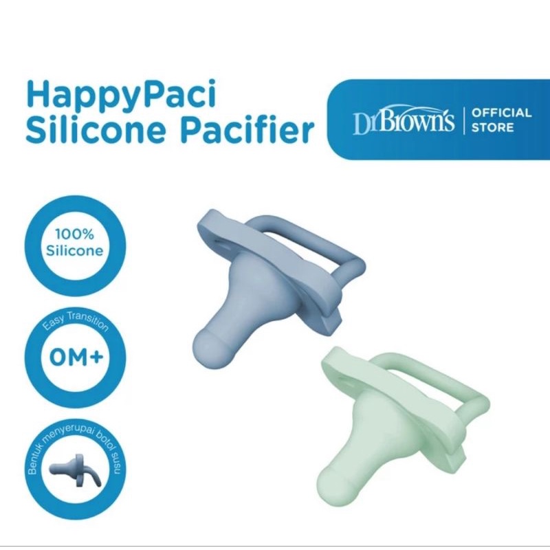 Dr.Brown's HappyPaci Silicone Pacifier 0M+ Isi 2 Pcs - Empeng Bayi